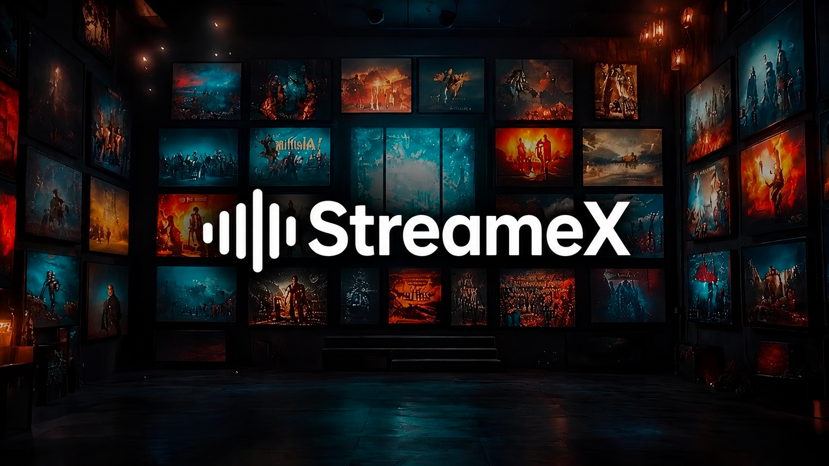 Streamex streaming website banner with dark theme, movie posters collage, and “Watch Movies Online Free” tagline